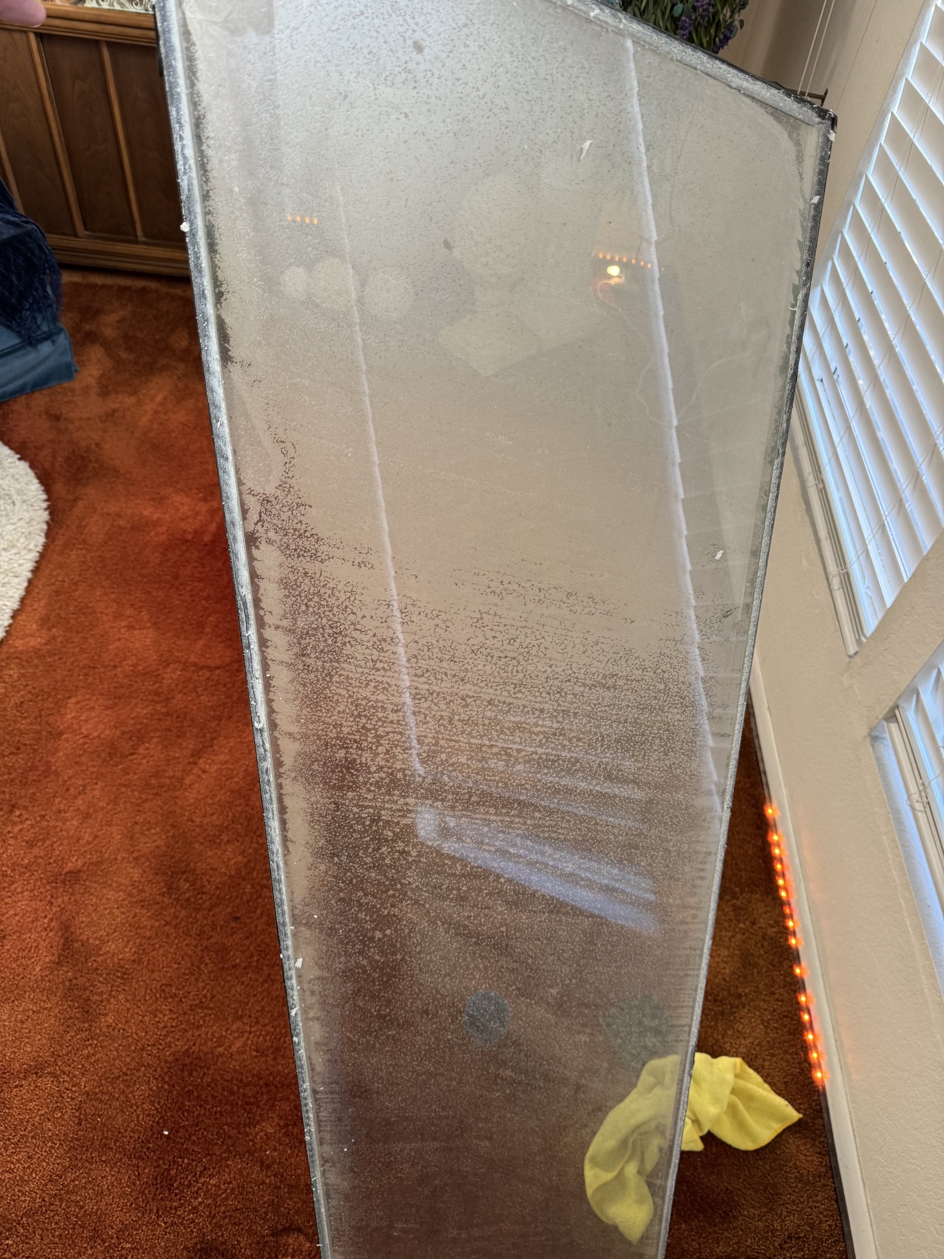 Failed glass unit before repair