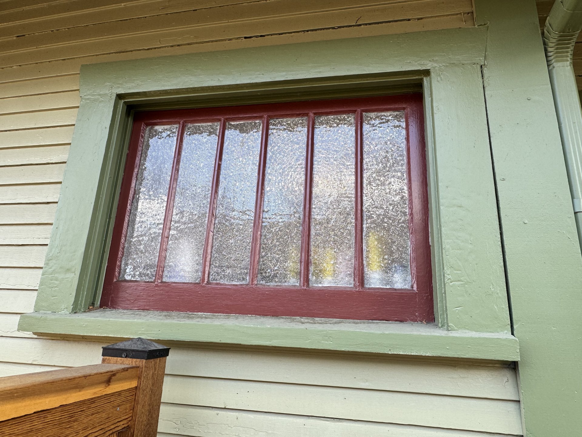 Glass repair in progress