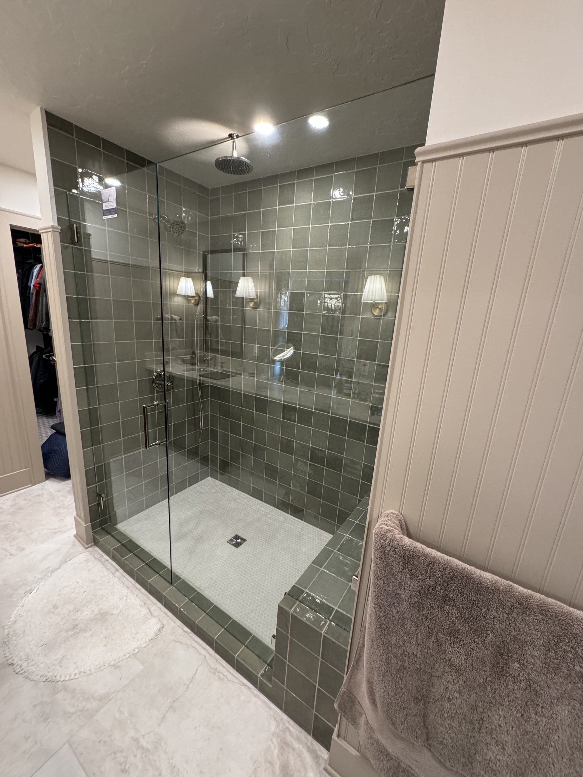 Custom shower door installation